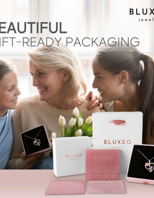 Load image into Gallery viewer, Sterling Silver Necklace for Women Mom Gift for Wife from Husband Valentines Day Girlfriend Rose Heart Necklace for Girlfriend Birthday Gifts Mother Daughter Pendant
