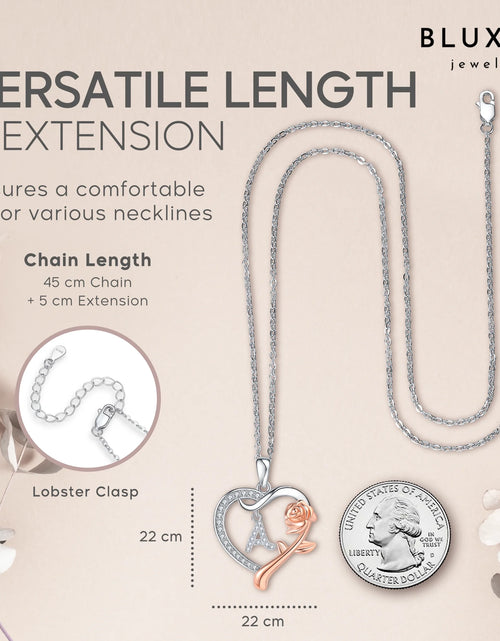 Load image into Gallery viewer, Sterling Silver Necklace for Women Mom Gift for Wife from Husband Valentines Day Girlfriend Rose Heart Necklace for Girlfriend Birthday Gifts Mother Daughter Pendant
